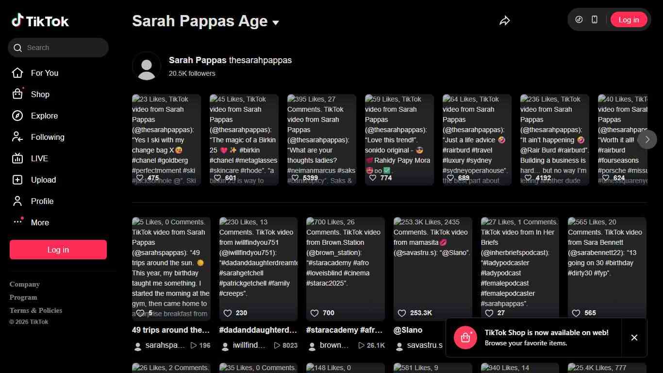 Sarah Pappas Age | TikTok